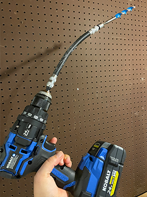Drill with flexible bit.