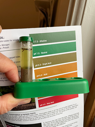 A soil pH test showing slightly acidic soil.