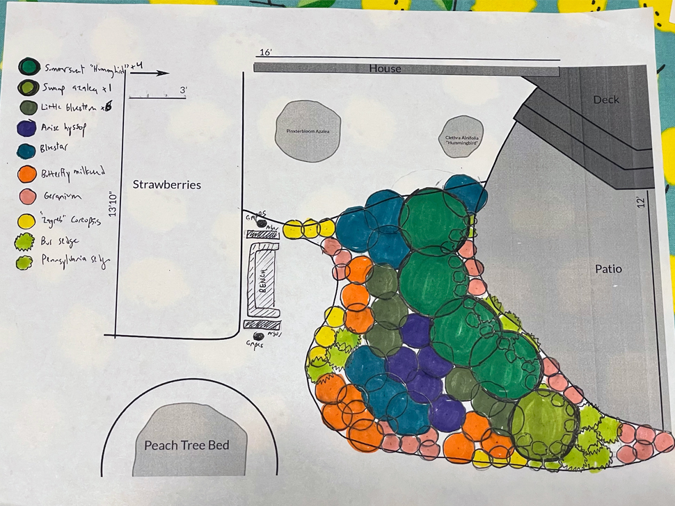 The finished plan for the patio garden.