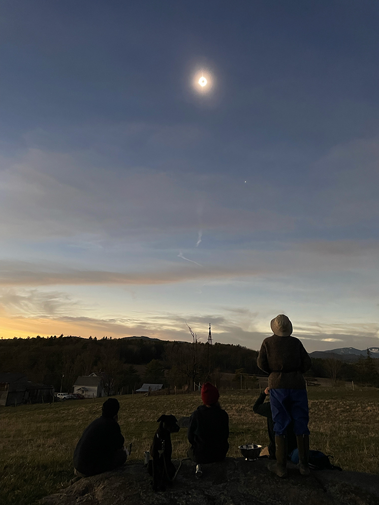 A snapshot of people watching the corona during the totality of the solar eclipse.